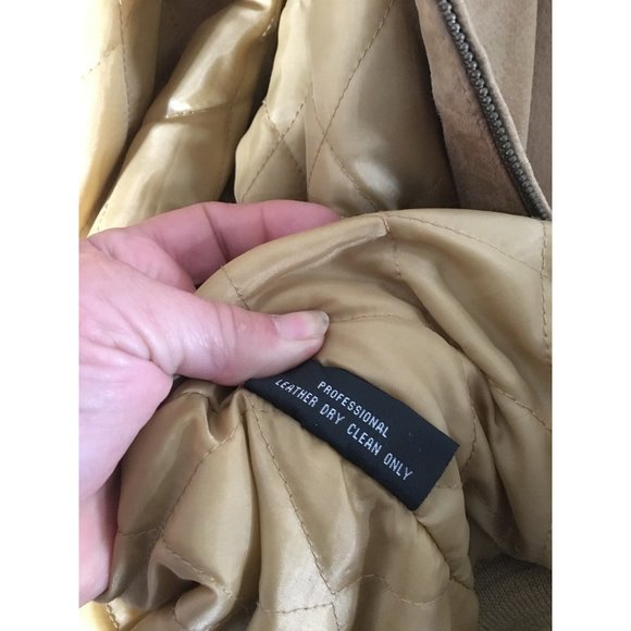 New York Classics tan genuine leather zip front jacket with pockets size XL - Picture 7 of 7